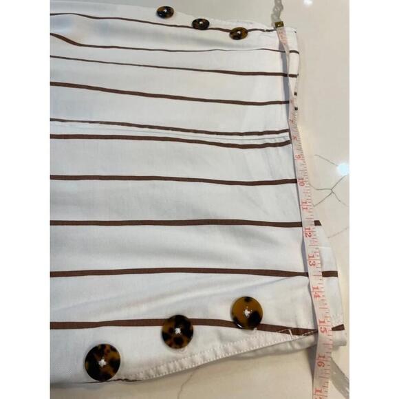 Melanie Lyne White and Brown Striped Wide Leg Summer Pull on Pants Trouser SZ 6 - Picture 8 of 12